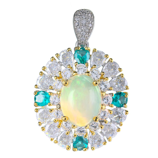 Noble Dual Color Plated Silver 925 Jewelry Natural Opal Pendant