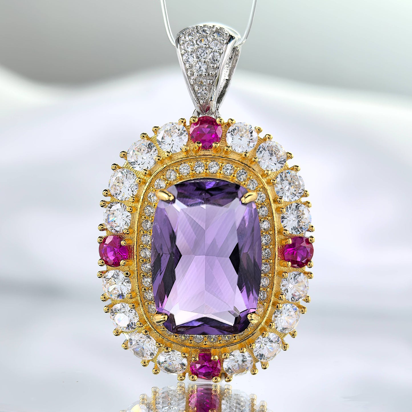 Noble Dual Color Plated 925 Sterling Silver Natural Amethyst Pendant