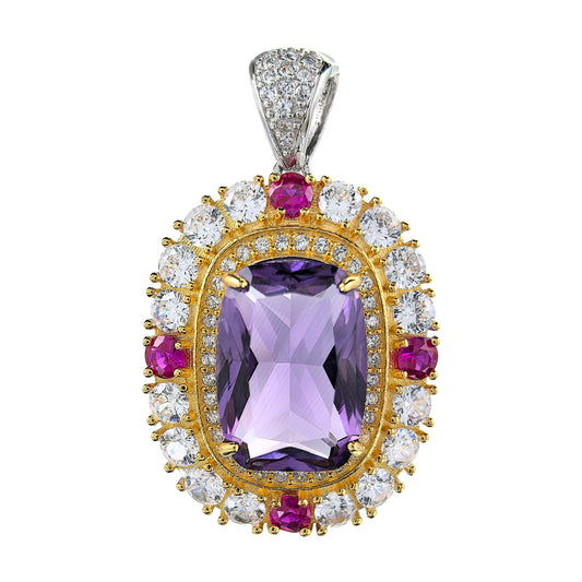 Noble Dual Color Plated 925 Sterling Silver Natural Amethyst Pendant