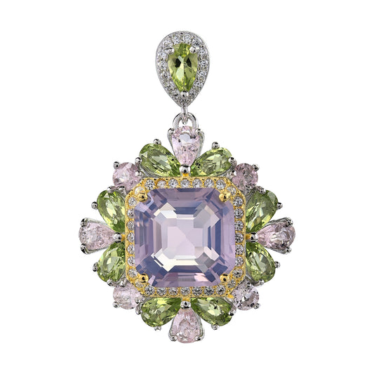Exquisite Dual Color Plated Silver 925 Jewelry Natural Lavender Amethyst Pendant