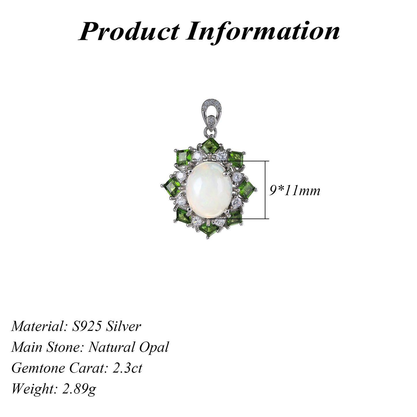 Exquisite Rhodium Plated Silver 925 Natural Opal Flower Pendant
