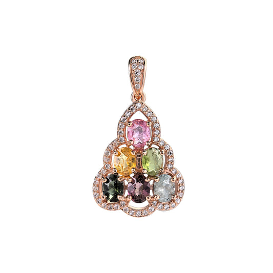 925 Sterling Silver Natural Tourmaline Pendant Gorgeous Rose Gold Plated