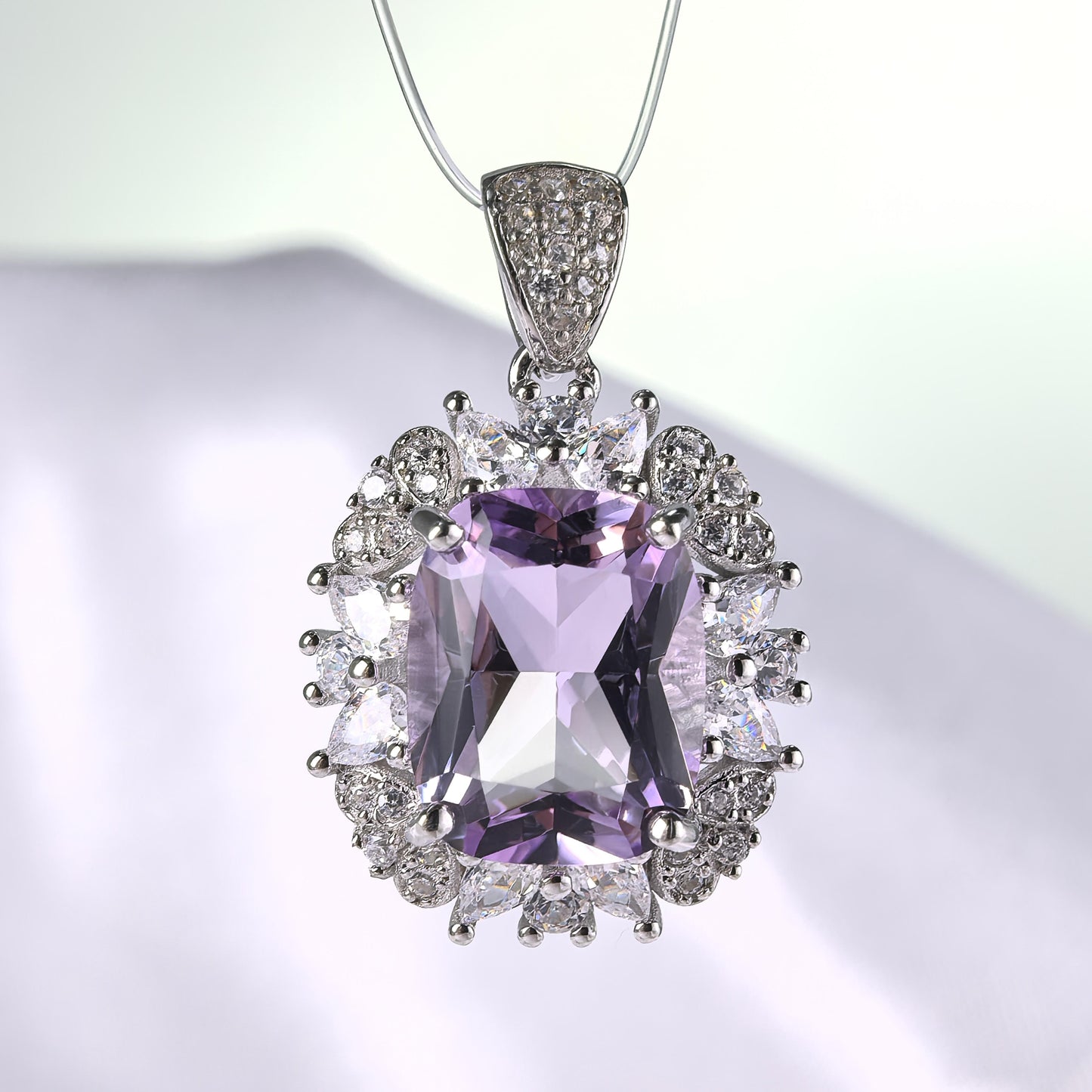 Graceful Rhodium Plated 925 Silber Schmuck Natural Amethyst Gemstone