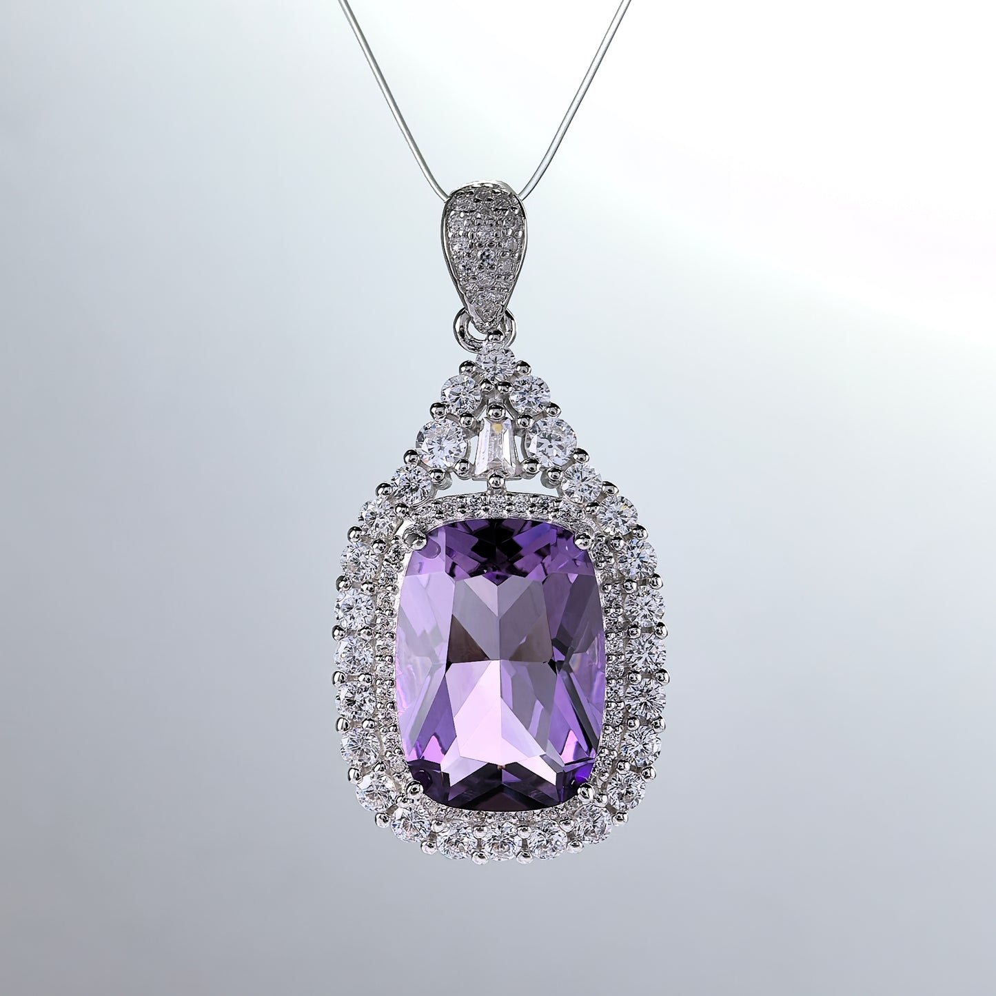 Gorgeous Rhodium Plated 925 Sterling Silver Natural Amethyst Pendant