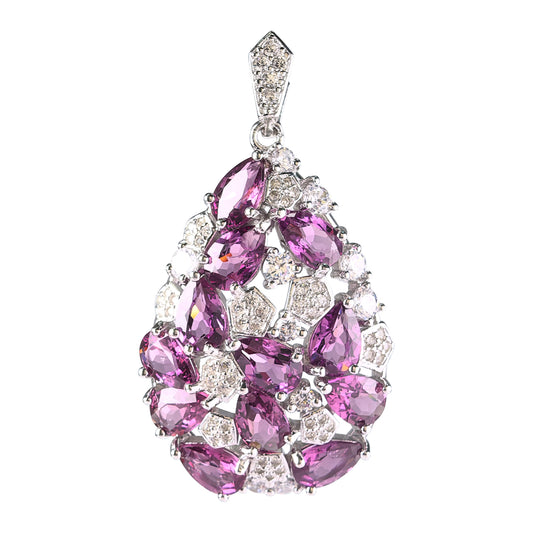 Refined Rhodium Plated 925 Silver Natural Pyrope Pendant