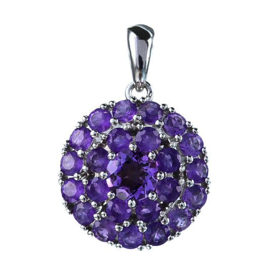 Graceful Rhodium Plated 925 Silver Jewelry Natural Amethyst Pendant