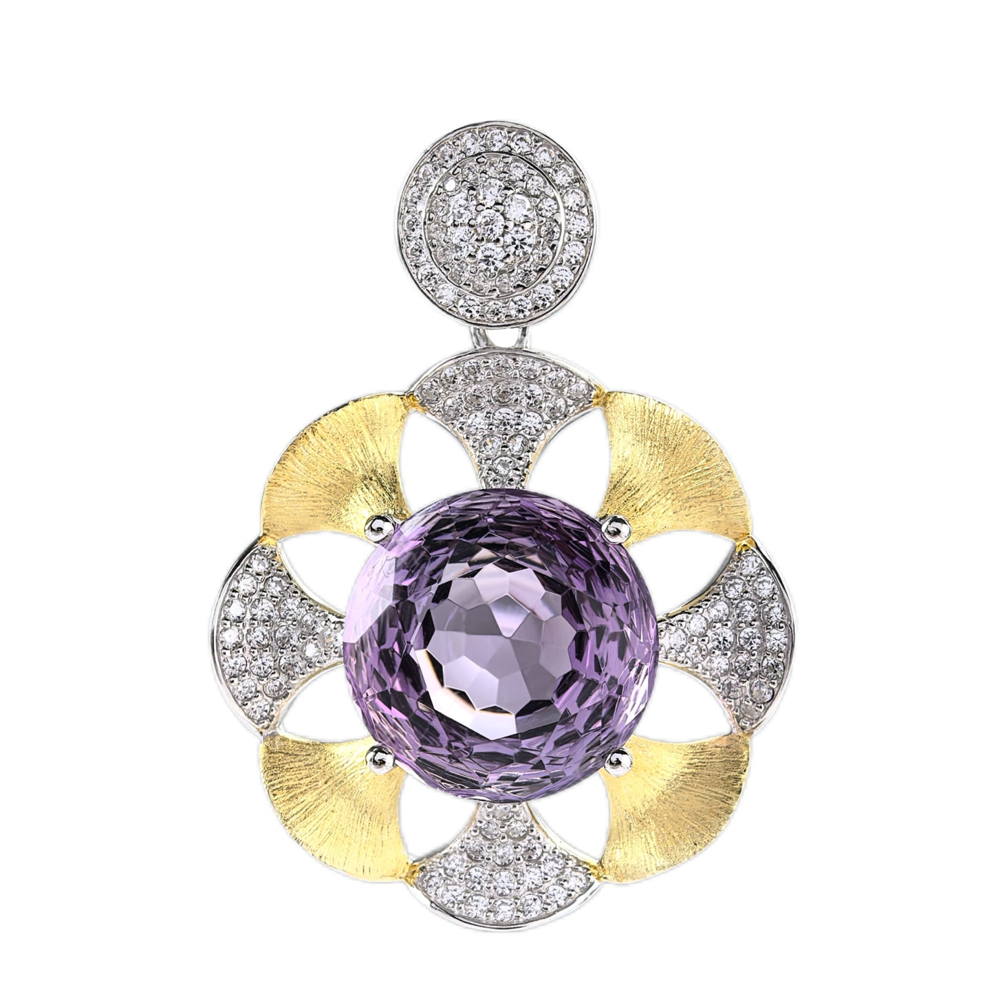 Graceful Dual Color Plated 925 Silver Jewelry Natural Amethyst Flower Pendant