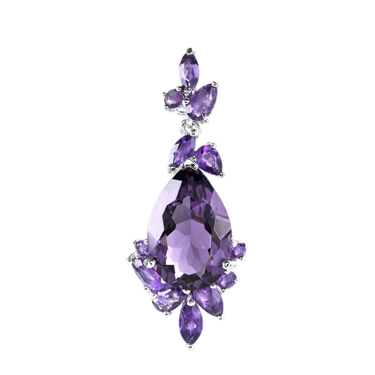 Graceful Rhodium Plated 925 Sterling Silver Natural Amethyst Pendant