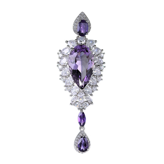 Shimmering Rhodium Plated 925 Silver Natural Amethyst Pendant