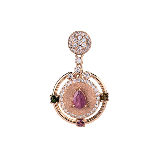 Charming Rose Gold Plated Silver 925 Jewelry Natural Tourmaline Pendant