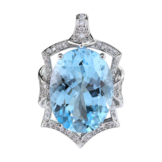 Noble Rhodium Plated 925 Sterling Silver Natural Sky Blue Topaz Pendant
