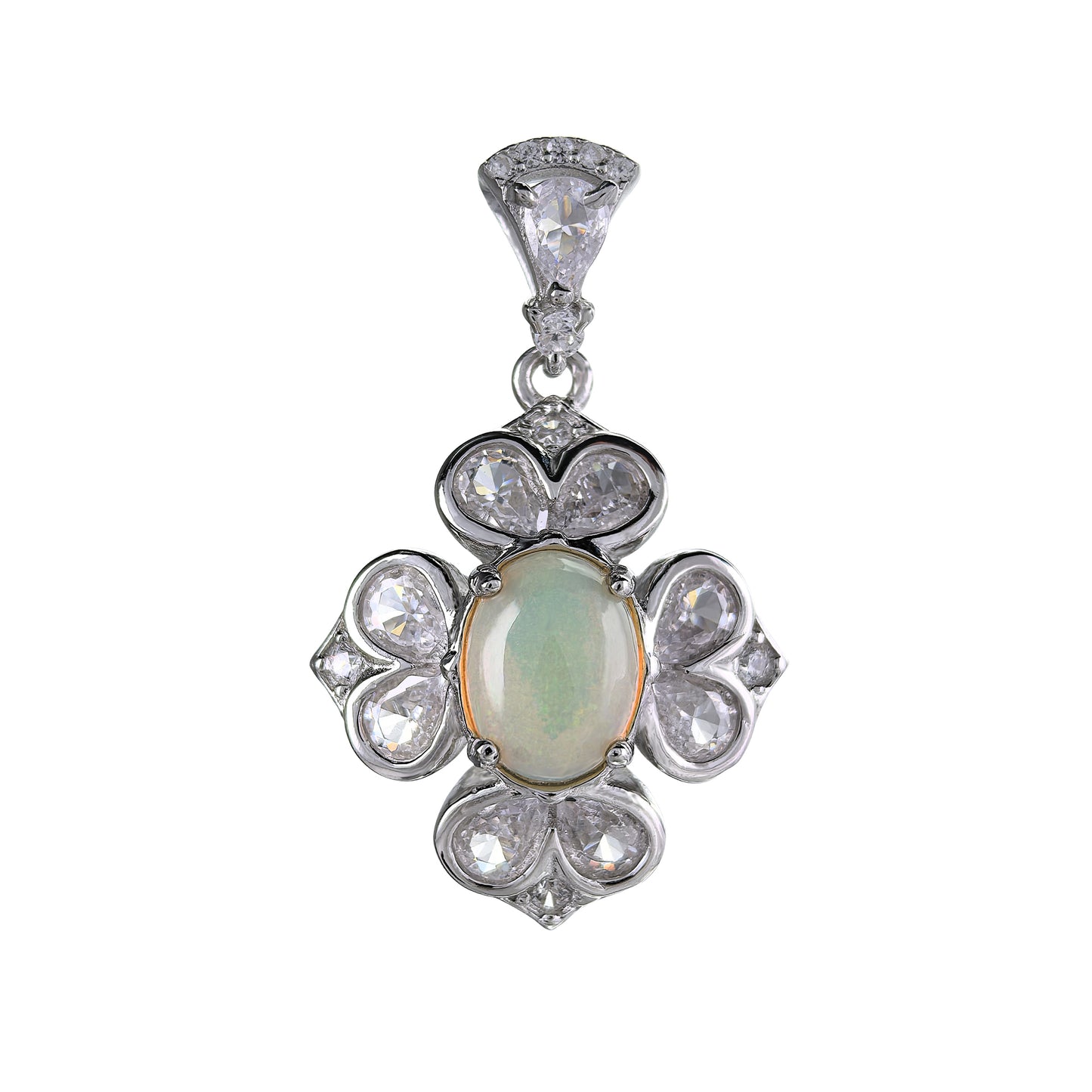 Graceful Rhodium Plated Dijes De Plata 925 Por Mayor Natural Opal Pendant