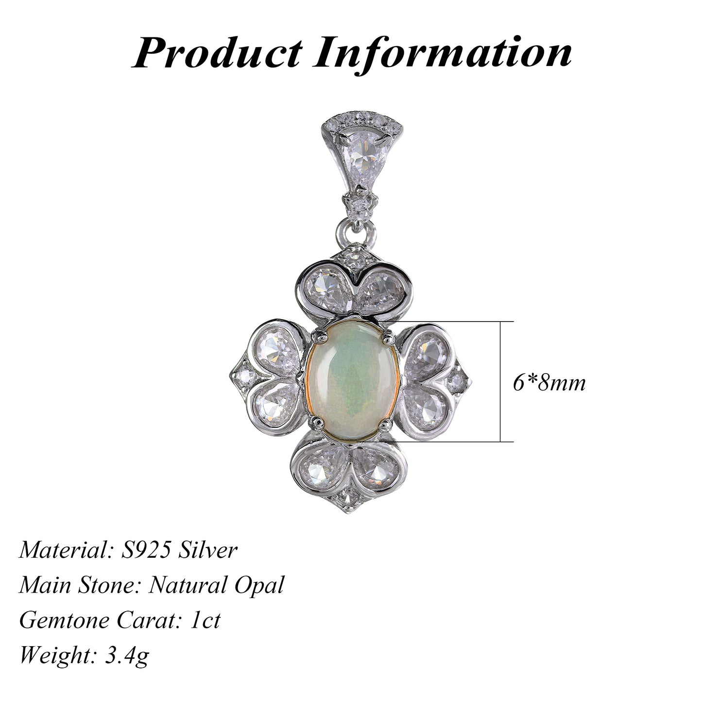 Graceful Rhodium Plated Dijes De Plata 925 Por Mayor Natural Opal Pendant