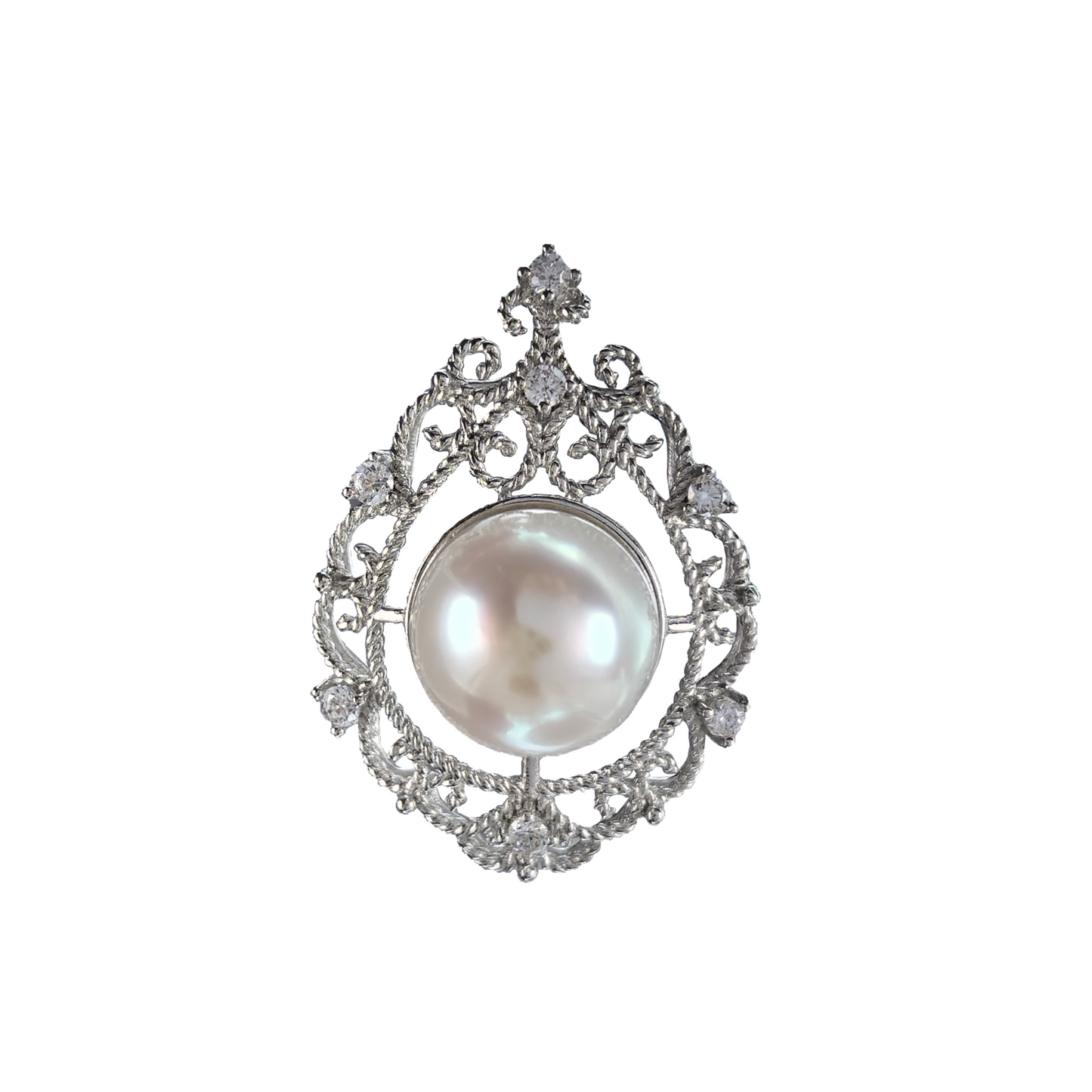 Precious Rhodium Plated 925 Silver Jewelry Freshwater Pearl Pendant