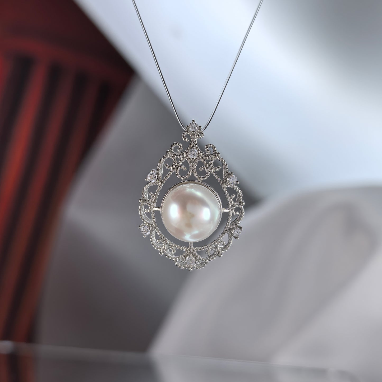 Precious Rhodium Plated 925 Silver Jewelry Freshwater Pearl Pendant