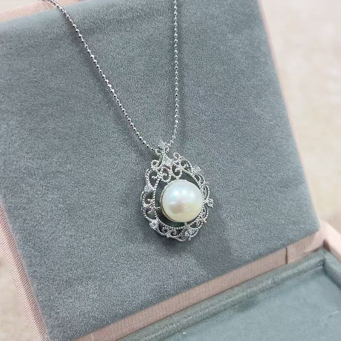 Precious Rhodium Plated 925 Silver Jewelry Freshwater Pearl Pendant