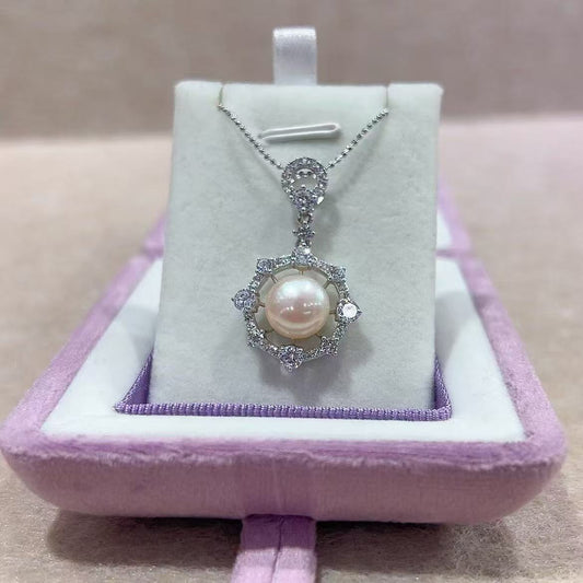 Vivid Rhodium Plated 925 Silver Pendant Freshwater Pearl Jewelry