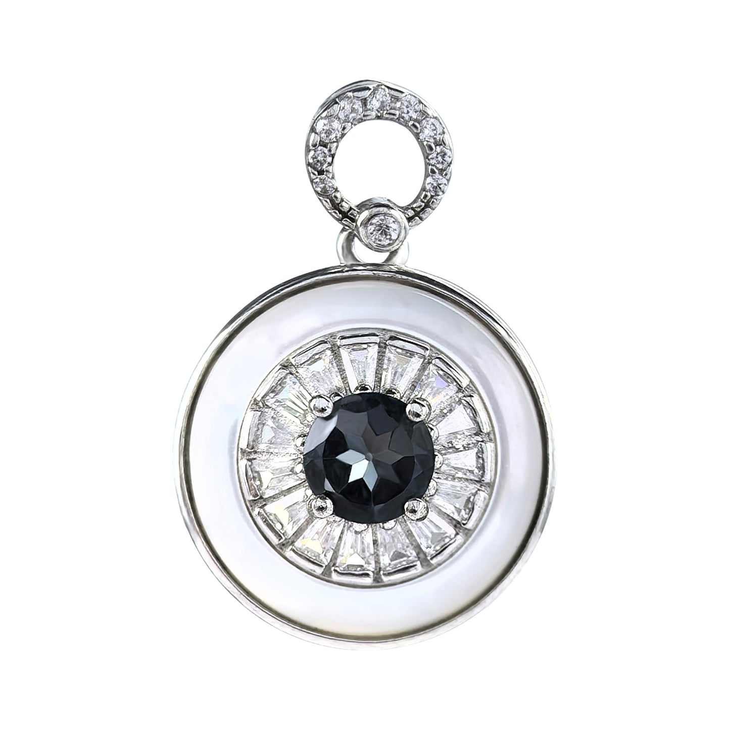Rhodium Plated 925 Silver Jewelry Natural London Blue Topaz Pendant