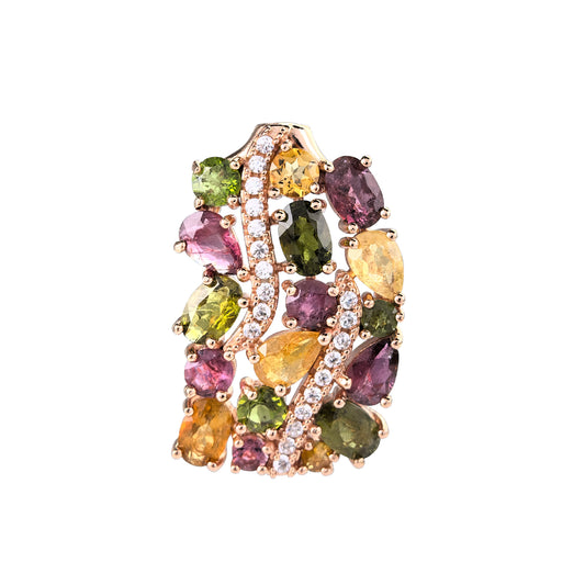 Graceful Rose Gold Plated 925 Sterling Silver Natural Tourmaline Pendant