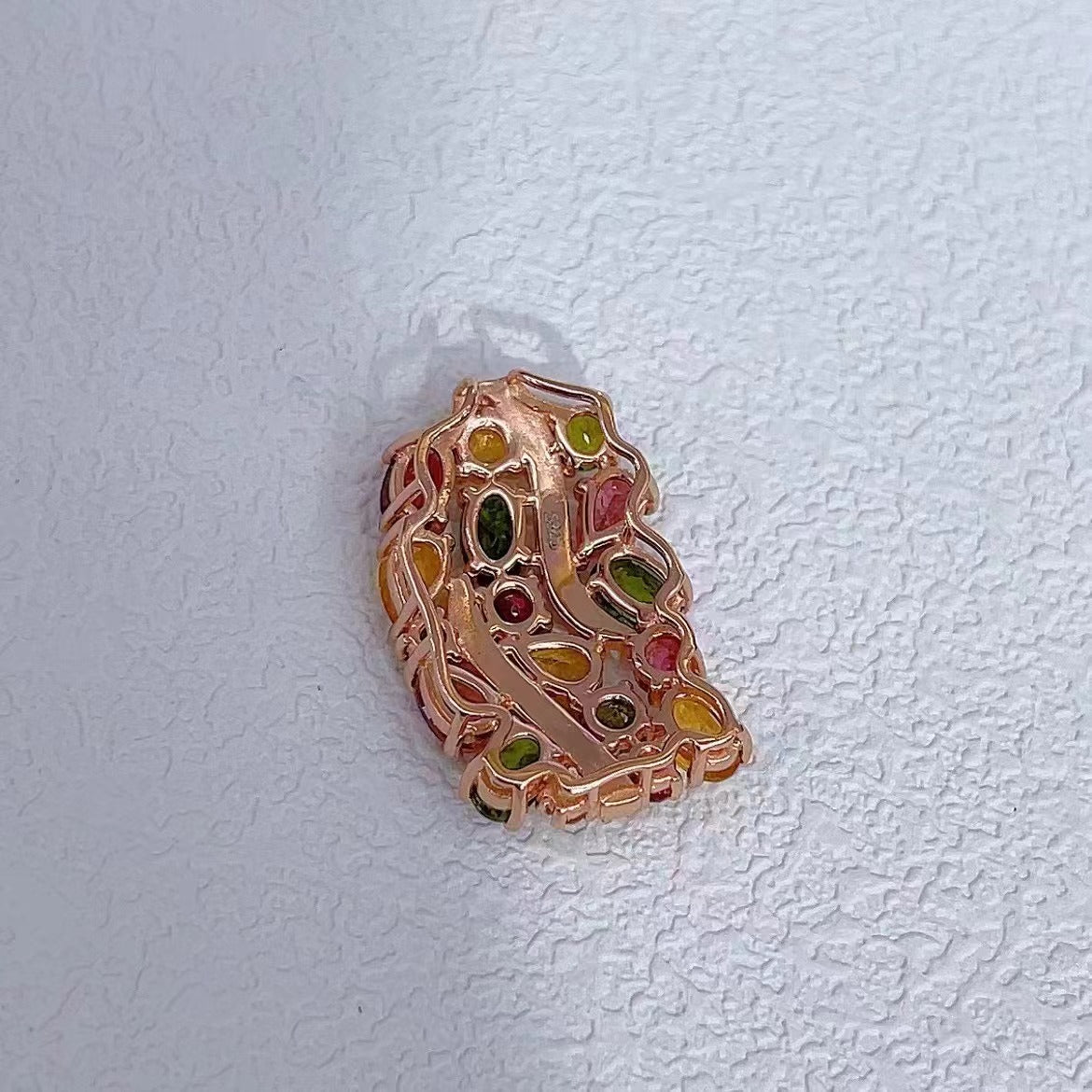 Graceful Rose Gold Plated 925 Sterling Silver Natural Tourmaline Pendant