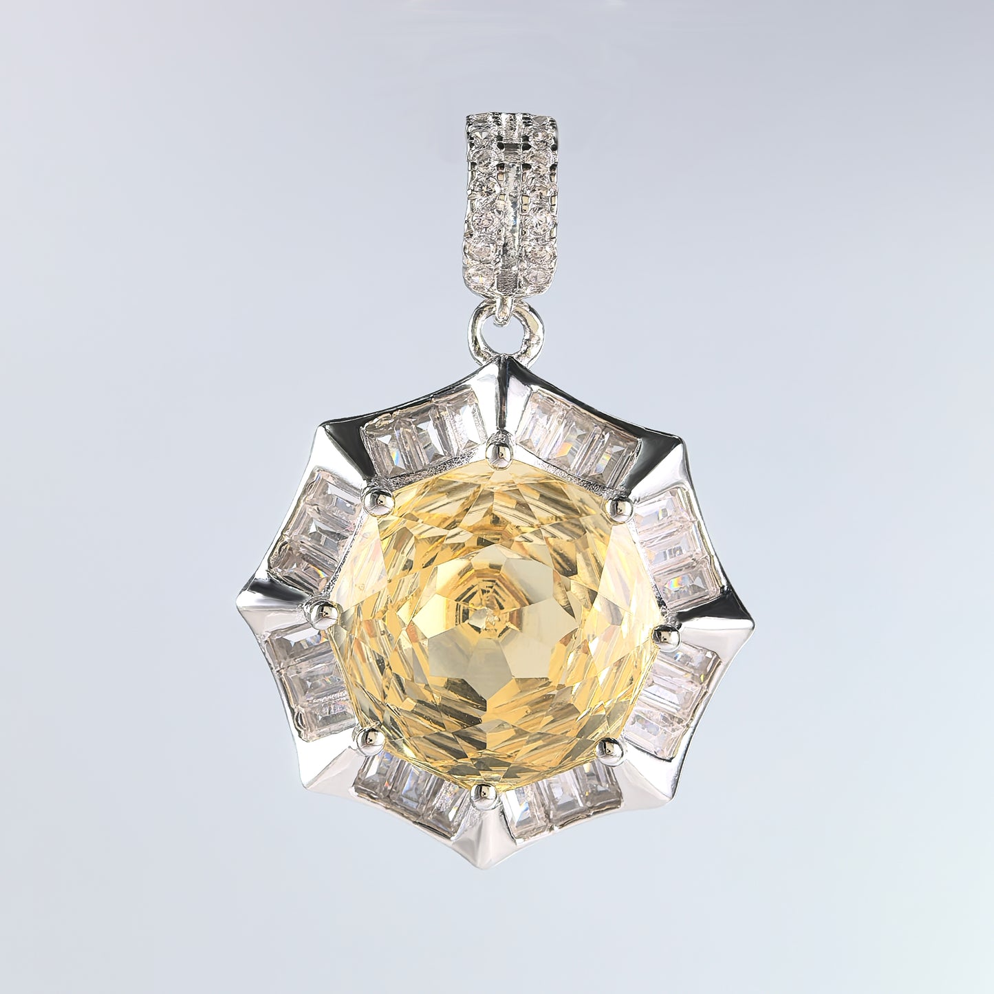 Graceful Rhodium Plated Natural Citrine 925 Silver Jewelry Set