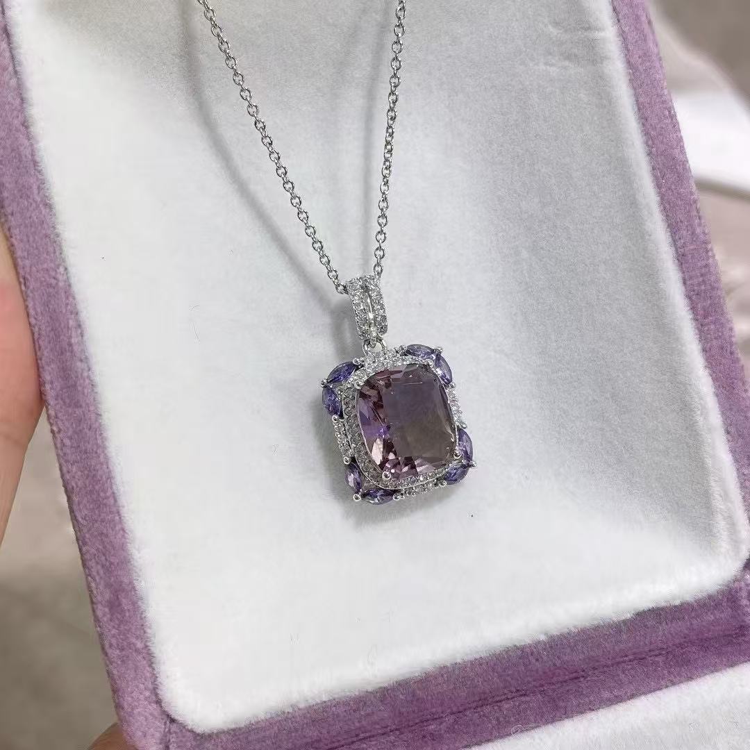 Radiant Cut Rhodium Plated 925 Original Natural Ametrine Pendant