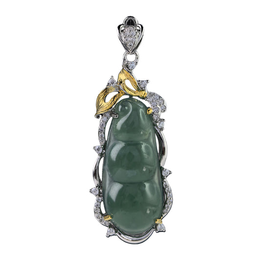 Exquisite Dual Color Plated 925 Silver Jewelry Natural Jadeite Pendant