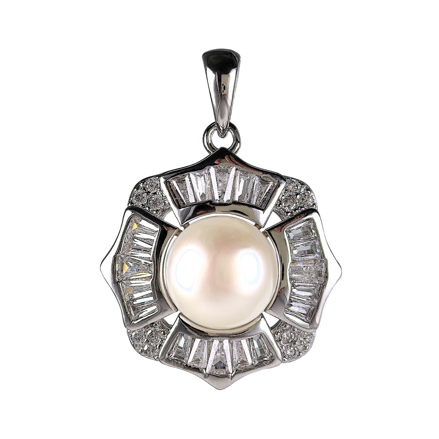 Delicate Rhodium Plated 925 Sterling Silver Freshwater Pearl Jewelry Set