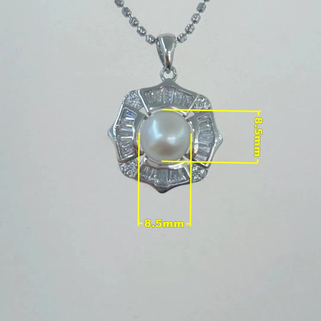 Wholesale Rhodium Plated 925 Sterling Silver Natural Freshwater Pearl Pendant（wihtout Chain）