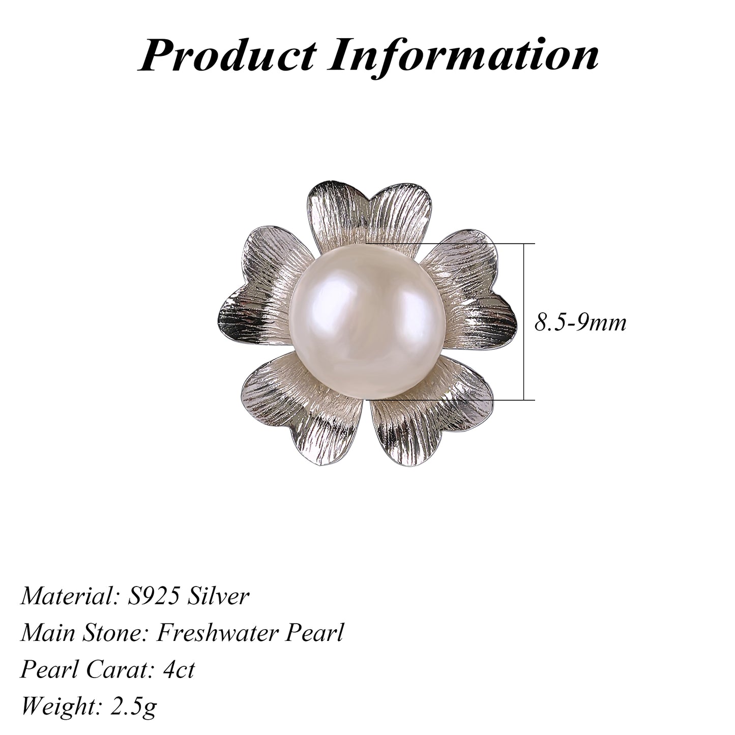 Delicate Rhodium Plated 925 Sterling Silver Freshwater Pearl Flower Pendant