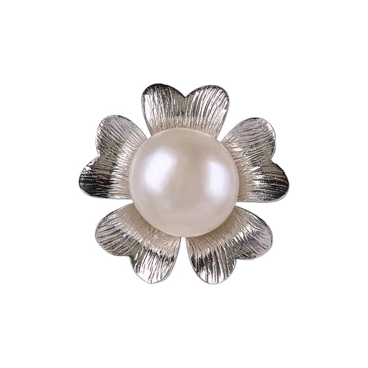 Delicate Rhodium Plated 925 Sterling Silver Freshwater Pearl Flower Pendant