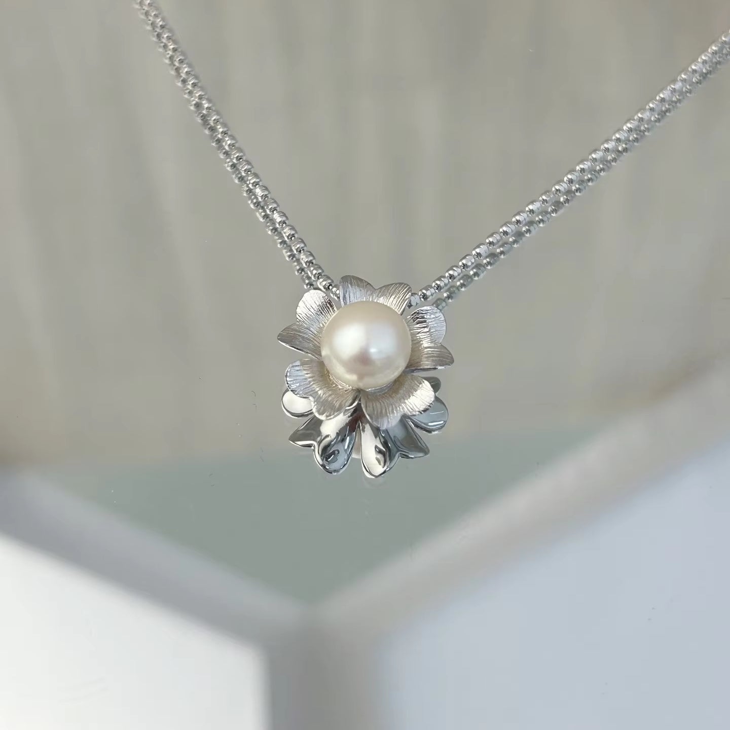 Wholesale Rhodium Plated 925 Sterling Silver Natural Freshwater Pearl Pendant（wihtout Chain）