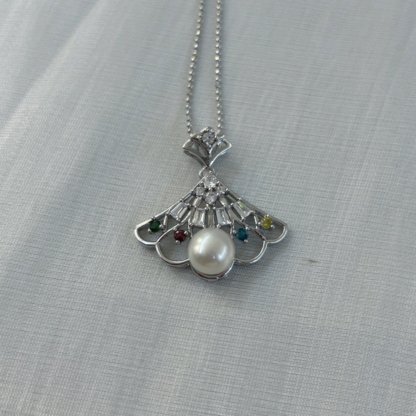 Elegant Freshwater Pearl Pendant for Women 925 Silver Rhodium Plated