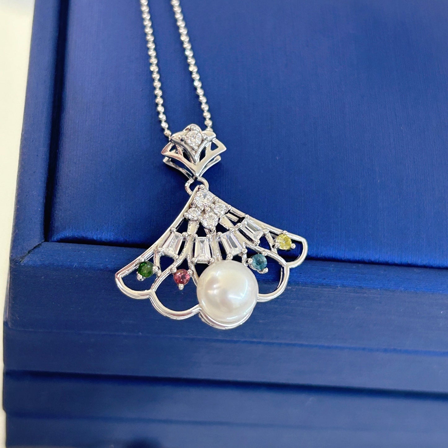 Elegant Freshwater Pearl Pendant for Women 925 Silver Rhodium Plated