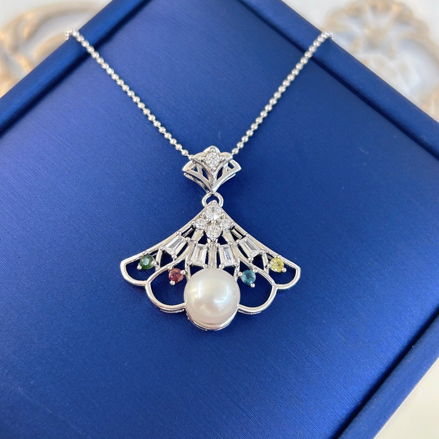 Elegant Freshwater Pearl Pendant for Women 925 Silver Rhodium Plated