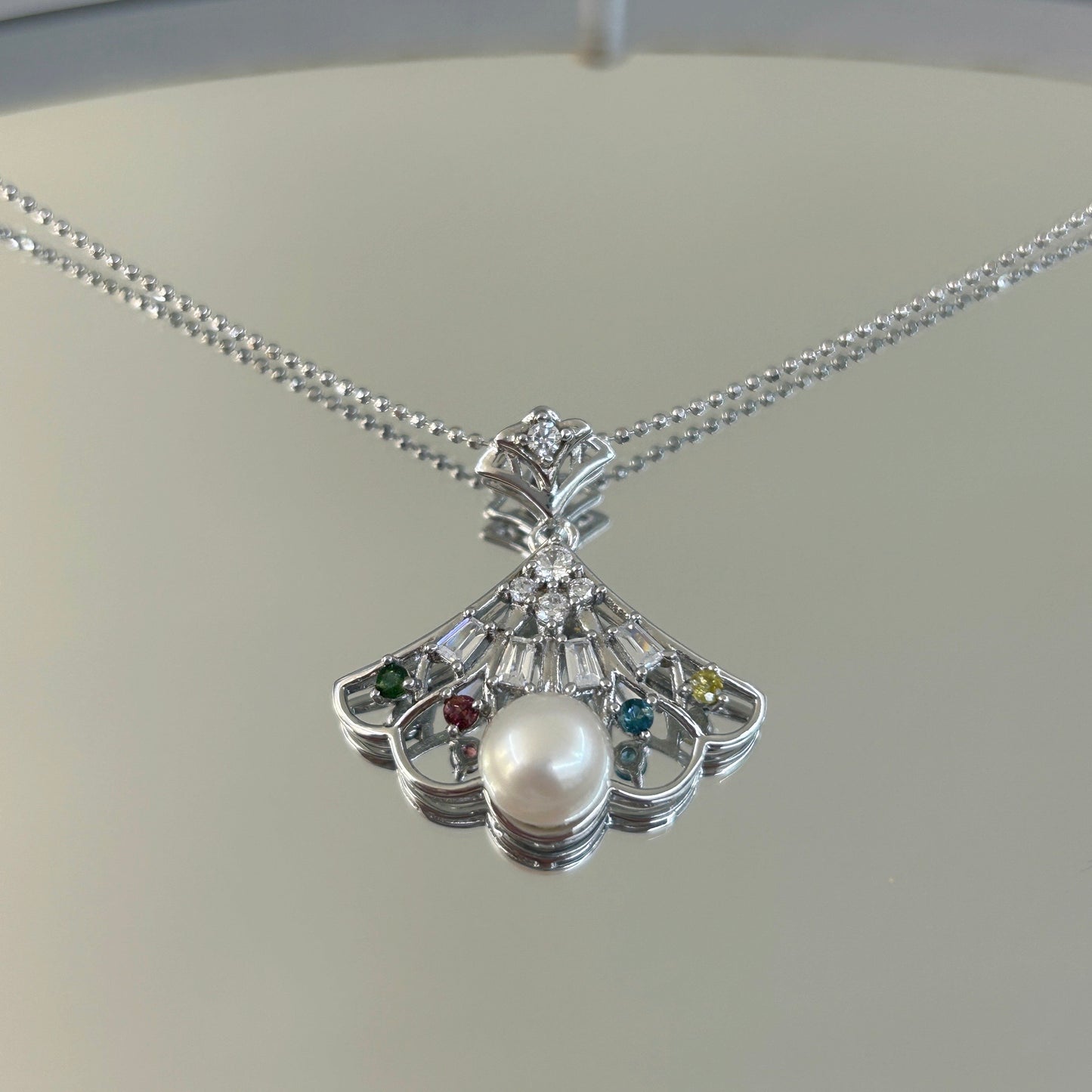 Elegant Freshwater Pearl Pendant for Women 925 Silver Rhodium Plated