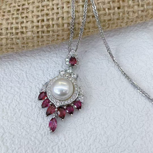 Unique Rhodium Plated 925 Silver Jewelry Freshwater Pearl Pendant