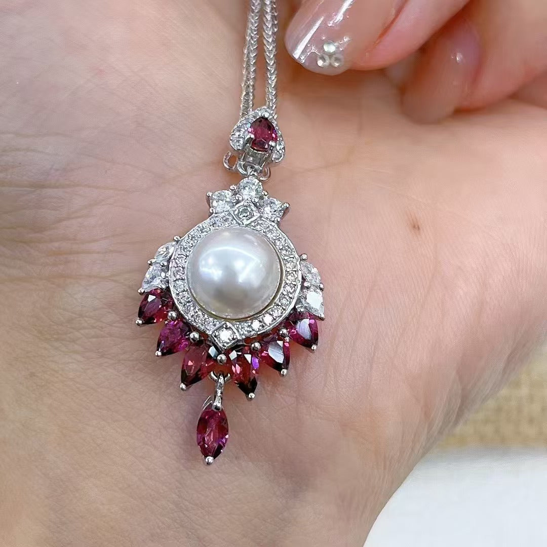 Unique Rhodium Plated 925 Silver Jewelry Freshwater Pearl Pendant