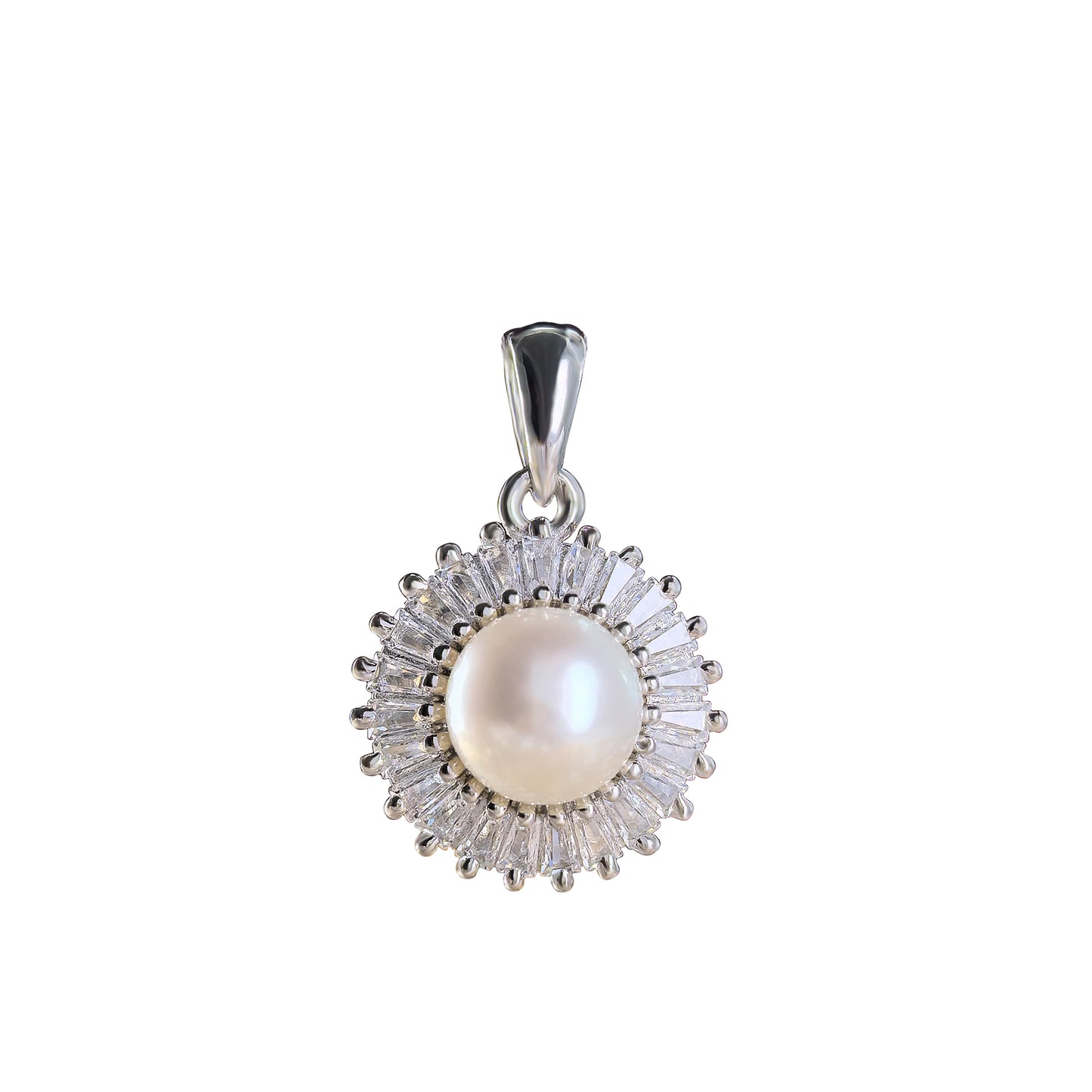 Sparkling Rhodium Plated Prata 925 Freshwater Pearl Women Jewelry Set