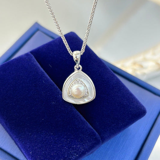 Elegant Freshwater Pearl Pendant 925 Sterling Silver with Rhodium Plating