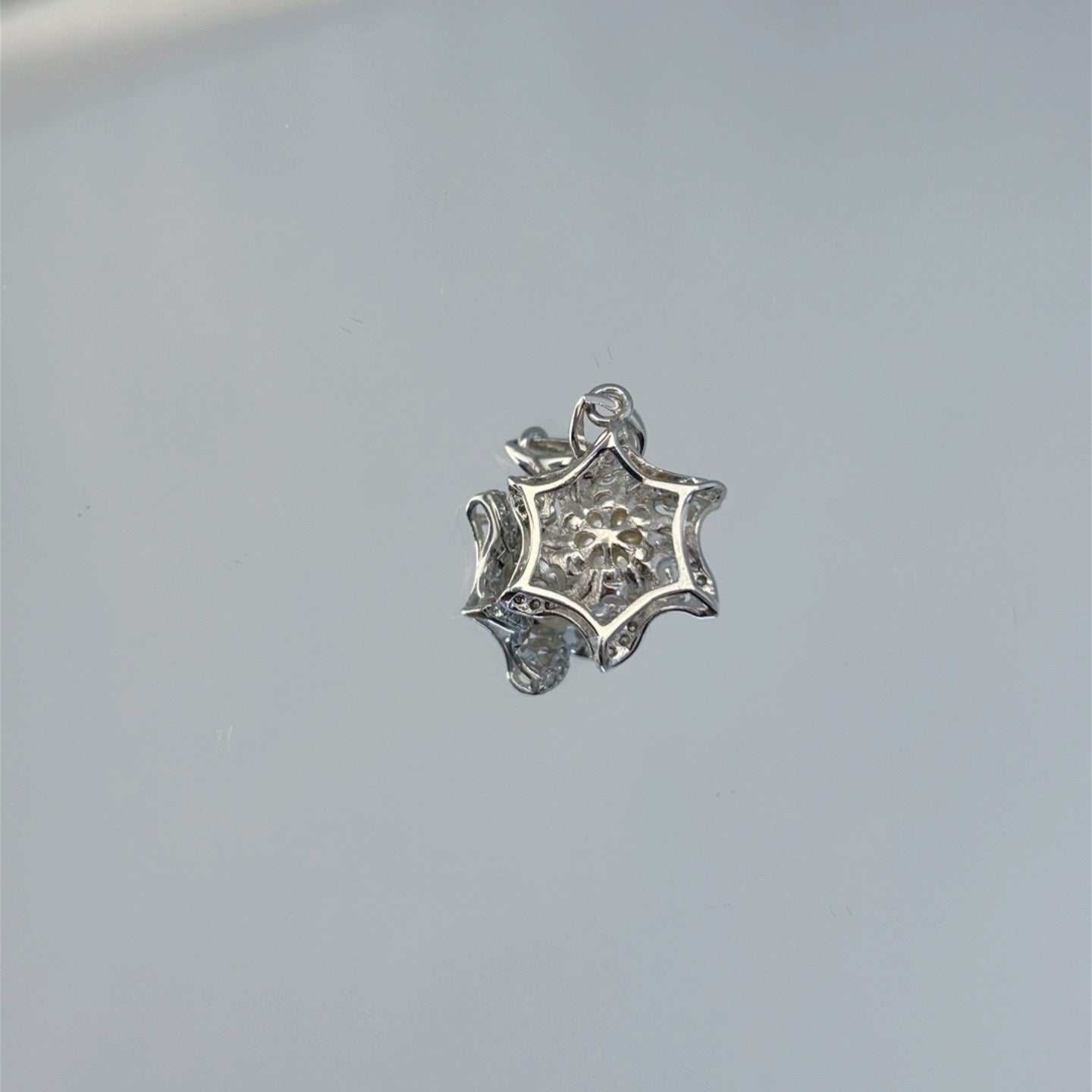 Charming Rhodium Plated Silver 925 Freshwater Pearl Hexagram Pendant