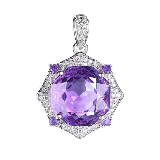 Modern Exquisite 925 Sterling Silver Natural Amethyst Pendant