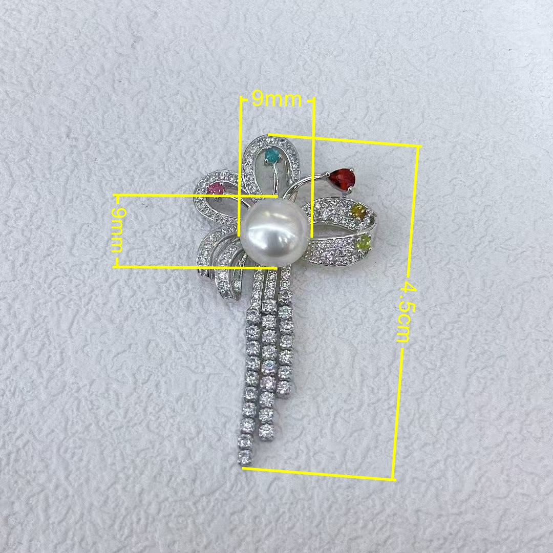 925 Sterling Silver Freshwater Pearl Bow Pendant with Delicate Rhodium Plating