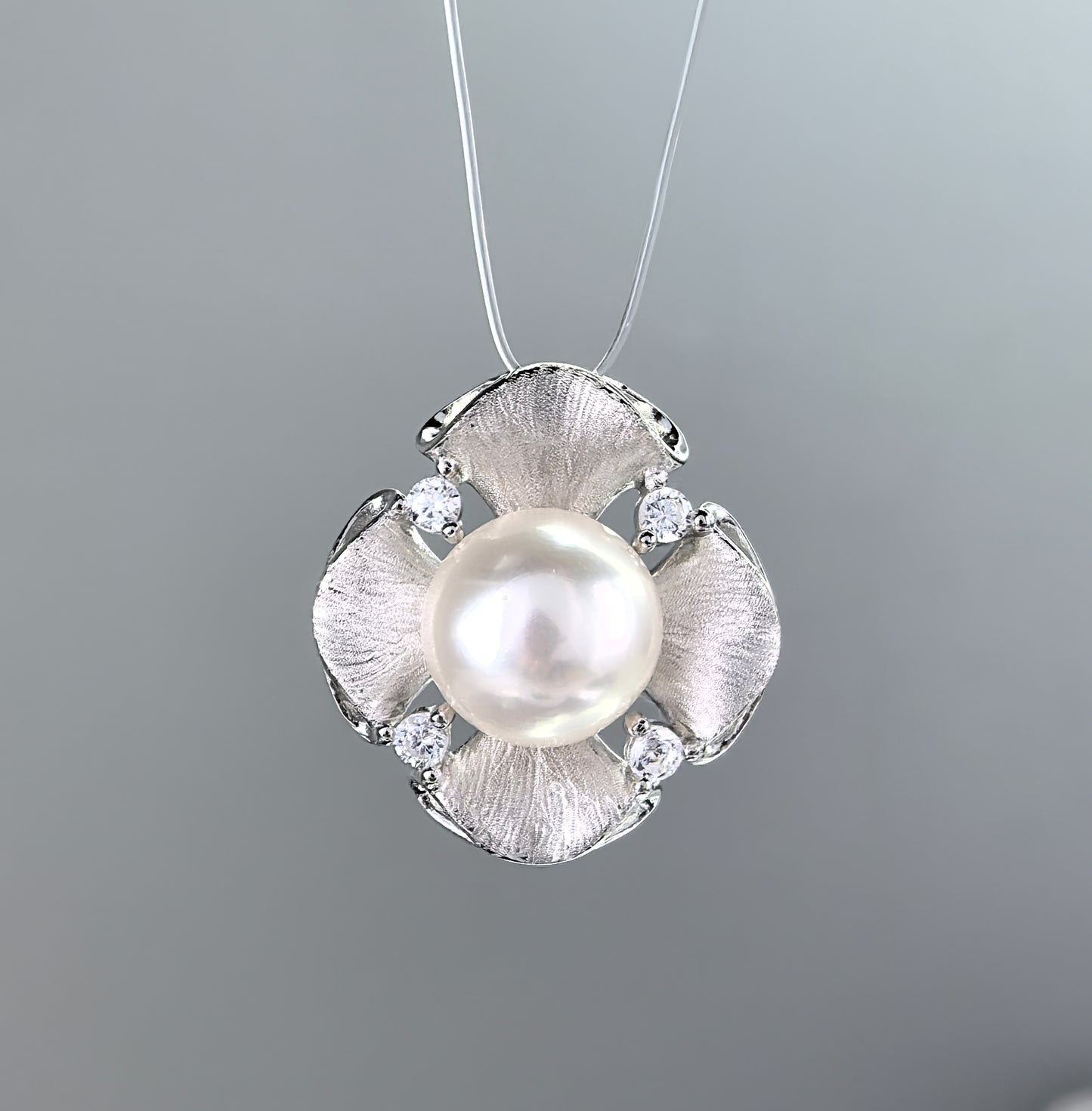 925 Sterling Silver Freshwater Pearl Set Dazzling Rhodium Plated