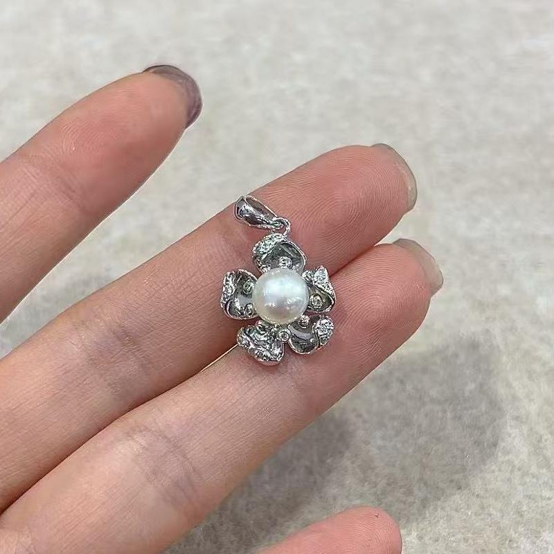 Soft Rhodium Plated Silver Jewelry 925 Sterling Freshwater Pearl Pendant