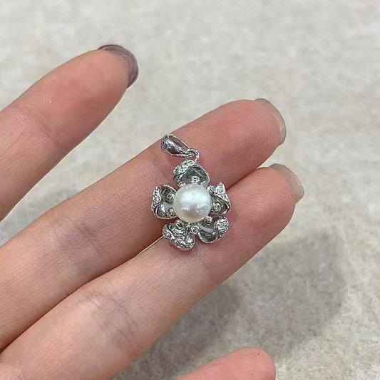 Soft Rhodium Plated Silver Jewelry 925 Sterling Freshwater Pearl Pendant