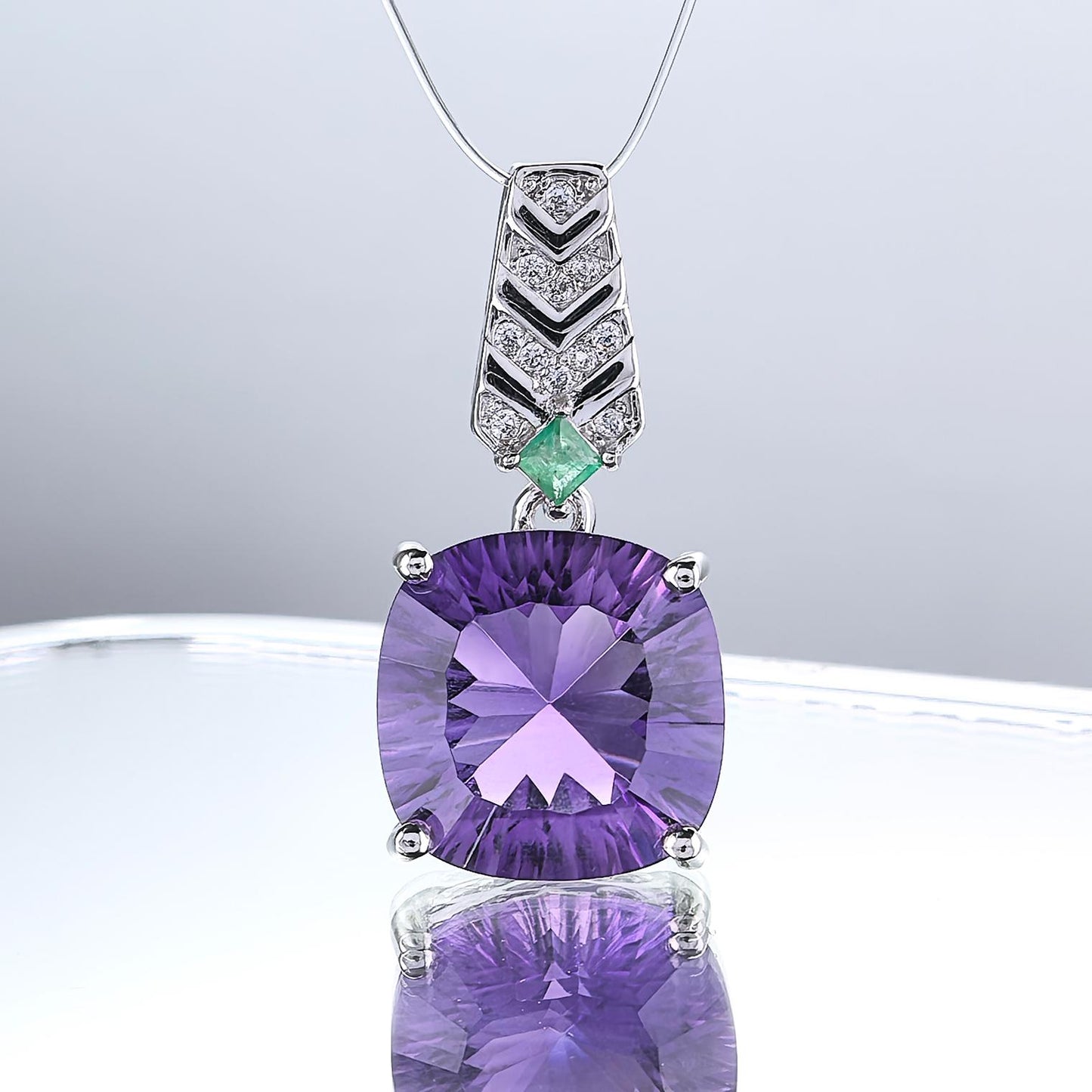 High Quality Rhodium Plated 925 Silver Natural Amethyst Jewelry Set