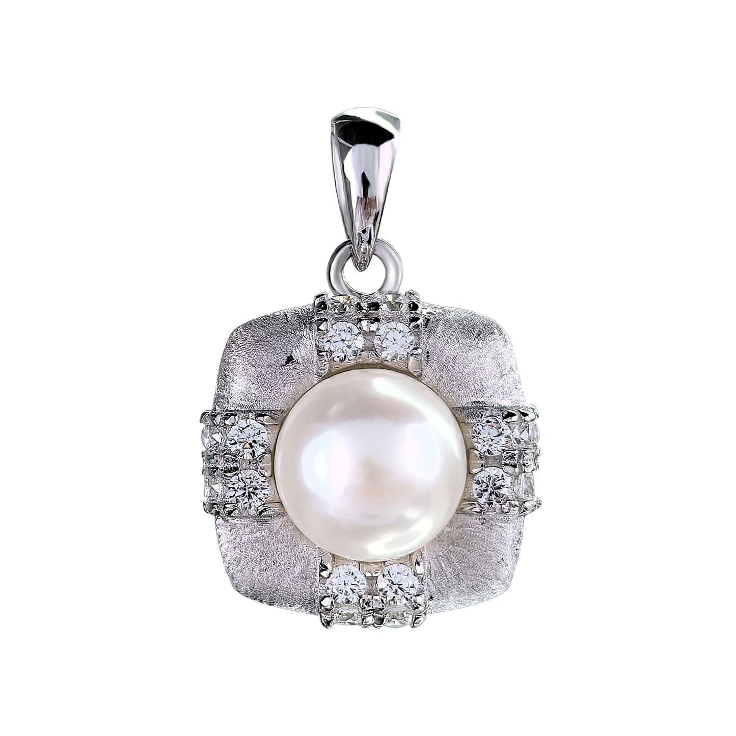 925 Sterling Silver Freshwater Pearl Jewelry Set Sparkling Rhodium Plated