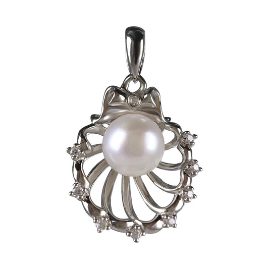 Freshwater Pearl Pendant 925 Silver with Delicate Rhodium Plating Jewelry