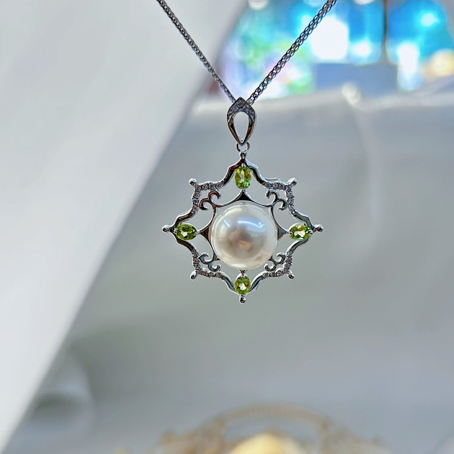 Graceful Rhodium Plated Silver 925 Jewelry Freshwater Pearl Pendant